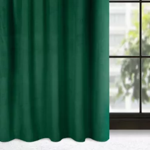 Zasłona zielona z gładkiego i miękkiego welwetu 140x300 cm taśma imitująca flex MADLEN