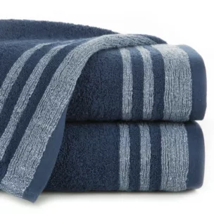 Ręcznik kąpielowy 50x90 cm bawełniany kolor granatowy z ozdobną bordiurą 500 g/m2 MERY