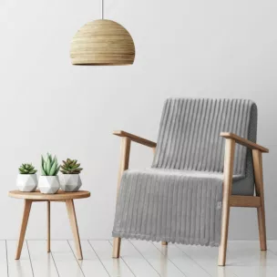 Narzuta na fotel - koc 70x160 cm srebrna z wytłaczanym wzorem i efektem 3D SOFT Design 91