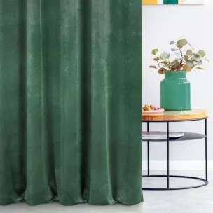 Zasłona szyta na taśmie 5 cm ciemnomiętowa z miękkiej tkaniny welwetowej