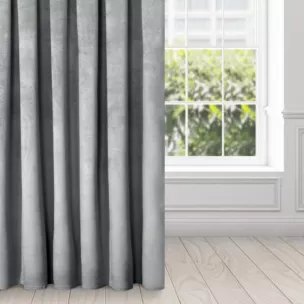 Zasłona srebrna z miękkiego welwetu 140x250 cm taśma - SUZANA