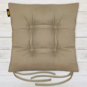 Poduszka na krzesło dwustronna 40 x 40 x 8 cm welurowa ciemnobeżowa ADORE