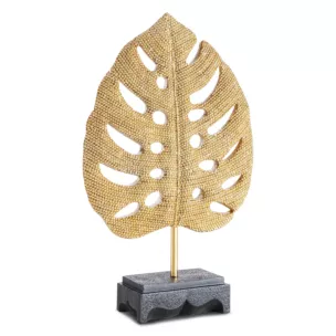 Liść monstery - figurka dekoracyjna ELDO o drobnym strukturalnym wzorze, złota
