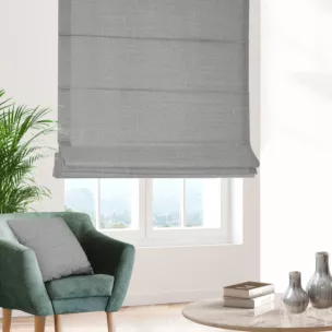 Roleta rzymska srebrna z tkaniny szenilowej o wyraźnym splocie