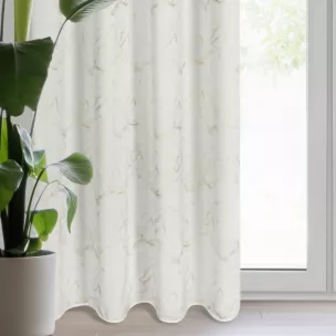 Zasłona naturalno, szampańska zdobiona nadrukiem marmuru z szyfonu 140x250 cm przelotka - EMILI