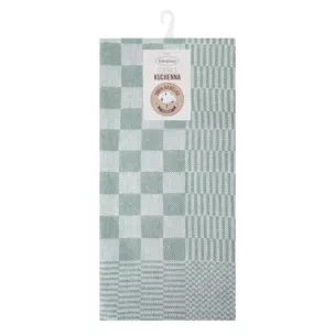 Komplet ściereczek kuchennych 2szt 50x70 cm bawełniany kolor zielony zdobionych motywem szachownicy 200 g/m2 MAURO