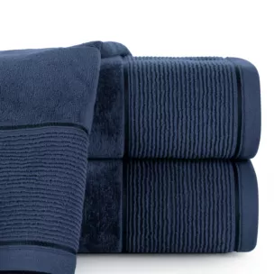 Ręcznik kąpielowy 50x90 cm bawełniany kolor granatowy z welurową bordiurą 500 g/m2 EMMA