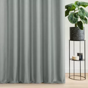 Zasłona szyta na taśmie 5 cm szara z tkaniny blackout zaciemniającej w 100% o naturalnej strukturze