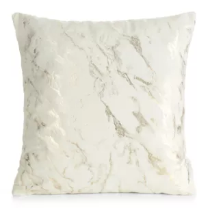 Poszewka na poduszkę 45x45 cm welwetowa, kremowo złocista zdobiona marmurkowym wzorem DORIS DESIGN 91