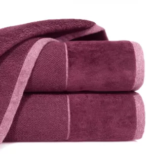 Ręcznik kąpielowy 70x140 cm bawełniany kolor amarantowy z bordiurą z weluru 500 g/m2 LUCY