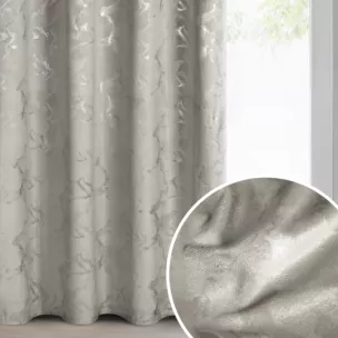 Zasłona stalowo, szampańska welwetowa zdobiona błyszczącym nadrukiem 140x250 cm przelotka - RAJA