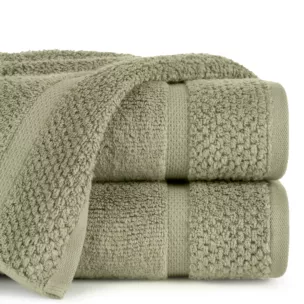 Ręcznik kąpielowy 50x90 cm bawełniany kolor zielony podkreślony ryżową bordiurą 530 g/m2 VILIA