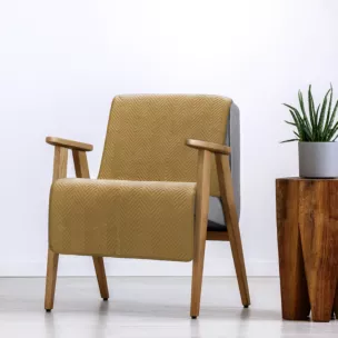 Narzuta welwetowa na fotel miodowa 70x160 cm pikowana w jodełkę metodą hot press SOFIA Eurofirany Premium