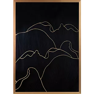 Obraz abstrakcja czarny ze złotym błyszczącym nadrukiem w złotej ramie 53x73 cm PEONIA 1 LIMITED COLLECTION