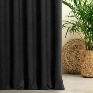 Zasłona szyta na taśmie 5 cm czarna z miękkiej tkaniny o welurowej strukturze