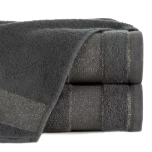 Ręcznik do rąk 30x50 cm bawełniany kolor stalowy z ozdobną bordiurą i 500 g/m2 NESSY