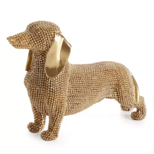 Figurka złota pies o drobnym strukturalnym wzorze 19x6x12 cm ELDO