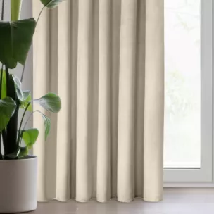 Zasłona jasnobeżowa z matowego welwetu 140x270 cm taśma - MELANIE