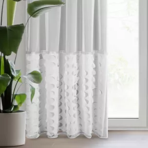 Firana biała z delikatnego woalu zdobiona wycinanym laserowo wzorem 140x270 cm taśma DEBORA