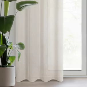 Zasłona beżowa o strukturze deszczyku z etaminy 140x250 cm przelotka - ANGELIKA