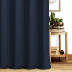 Zasłona szyta na taśmie 5 cm granatowa z miękkiej tkaniny o welurowej strukturze