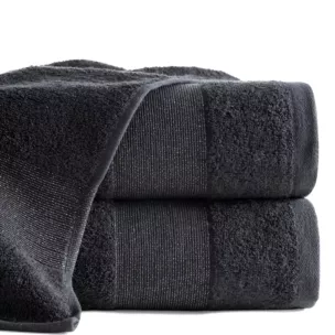 Ręcznik do rąk 30x50 cm bawełniany kolor czarny z ozdobną błyszczącą bordiurą 500 g/m2 ZOJA