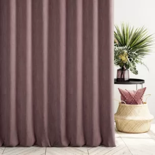 Zasłona szyta na flexach fioletowa z tkaniny o naturalnym splocie z efektem melanżu