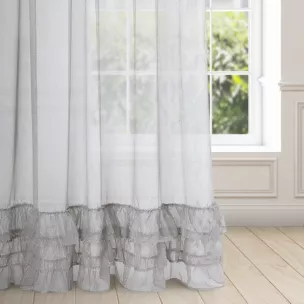 Firana szara z puszystą nicią i falbanami 140x270 cm taśma RAJA