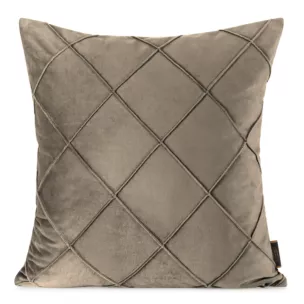 Poszewka na poduszkę 45x45 cm welwetowa beżowa z geometrycznym przeszywanym wzorem NALA Eurofirany Premium