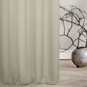 Zasłona szyta na taśmie 5 cm beżowa z tkaniny w stylu eko o naturalnym splocie