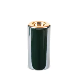 Świecznik ceramiczny AMORA 2 o lśniącej powierzchni ze złotym detalem