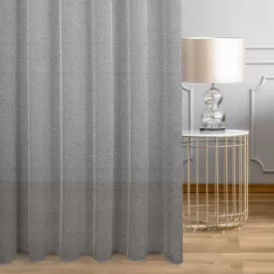 Firana szyta na taśmie 5 cm kremowo srebrna z eleganckiej siatki w stylu glamour z połyskliwą nicią, wykończona obciążnikiem Italissima Eva Minge