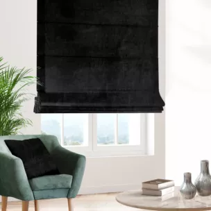 Roleta rzymska SAFARI czarna z miękkiej welwetowej tkaniny w wytłaczany drobny wzór