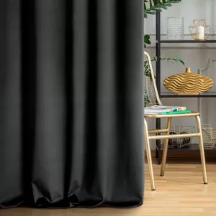 Zasłona szyta na taśmie 5 cm ENYA czarna z miękkiej półmatowej tkaniny welwetowej