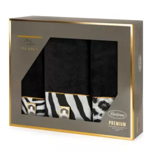 Zestaw ręczników bawełnianych na prezent 3 szt kolor czarny, biały 500 g/m2 Eva Minge