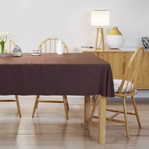 Obrus szyty ciemnobordowy z miękkiej tkaniny z efektem melanżu