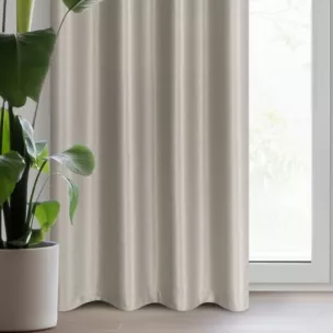 Zasłona ciemnobeżowa z błyszczącą nicią z tkaniny zaciemniającej 140x250 cm przelotka SELINA