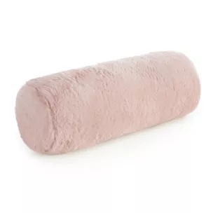 Poduszka wałek 15x45 cm pudrowa z miękkiej futrzanej tkaniny NINA