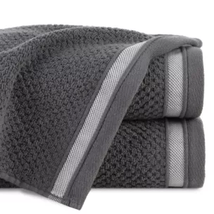 Ręcznik do rąk 30x50 cm bawełniany kolor stalowy w pasy 500 g/m2 MADLEN