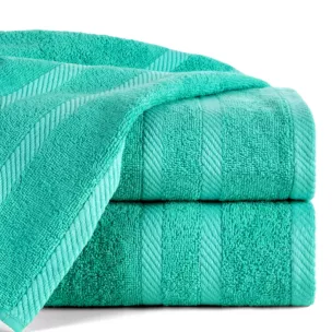 Ręcznik kąpielowy 70x140 cm bawełniany kolor miętowy z ozdobną bordiurą 500 g/m2 MILO