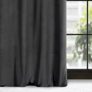 Zasłona czarna z wytłaczanego welwetu 140x250 cm przelotka - LILI