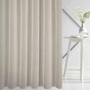 Firana szyta na przelotkach naturalno srebrna z eleganckiej siatki w stylu glamour z połyskliwą nicią, wykończona obciążnikiem Italissima Eva Minge