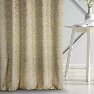 Zasłona szyta na taśmie 5 cm DORIANA srebrno musztardowa z tkaniny o dwukolorowym nieregularnym wzorze