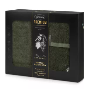 Zestaw ręczników bawełnianych na prezent 3 szt kolor ciemnooliwkowy 550 g/m2 VENUS Eva Minge