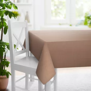 Obrus szyty wrzosowy z tkaniny w stylu eko o naturalnym splocie