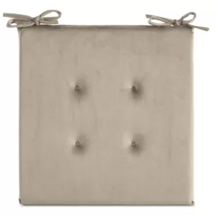 Poduszka na krzesło 40 x 40 x 3 cm  welwetowa beżowa z ozdobnym pikowaniem i praktycznymi troczkami GAJA