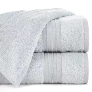 Ręcznik do rąk 30x50 cm bawełniany kolor srebrny zdobiony bordiura w paski 550 g/m2 AURA