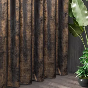 Tkanina zasłonowa gruby welwet,  o miękkiej powierzchni, z błyszczącym złotym przecieranym nadrukiem z kolekcji Eva Minge