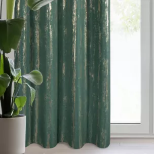 Zasłona zielono, szampańska zdobiona błyszczącym nadrukiem 140x250 cm przelotka - LIBI