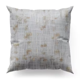 Poszewka szyta naturalno złocista z tkaniny o naturalnym splocie, zdobiona błyszczcącym nadrukiem Italissima Eva Minge